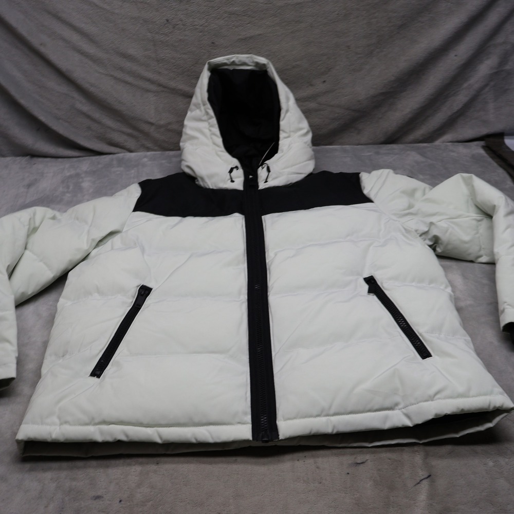 DKNY Jacket Mens XL White Shawn Mixed-Media Hooded Insulated Water Resistant NEW